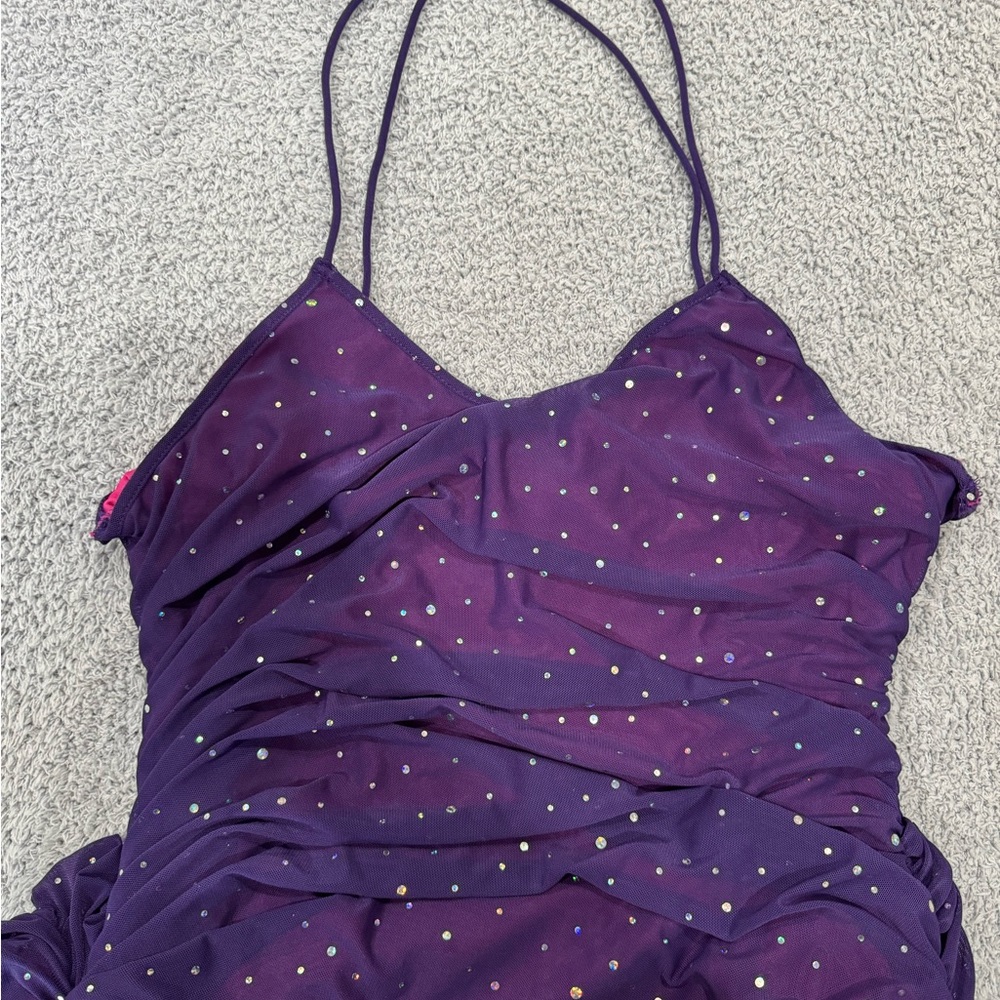 SHEIN Purple Mini Dress with Glitter Accents